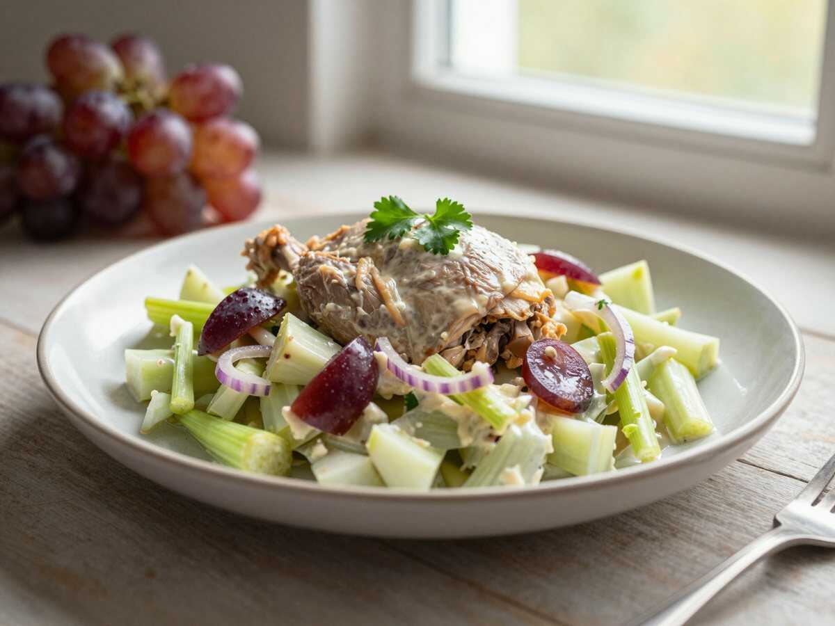 Köstliches Rezept für cremigen Hähnchensalat: So einfach und unwiderstehlich! – während der Zubereitung