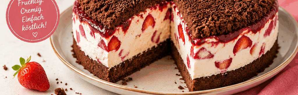 Maulwurfkuchen mit Erdbeeren