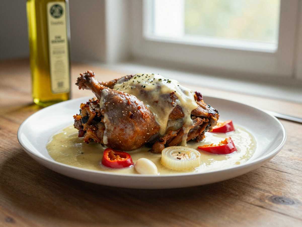 Köstliches Türkisches Hähnchen mit Verführerischer Weißer Cremesauce – Ein Genuss für die Sinne! – während der Zubereitung
