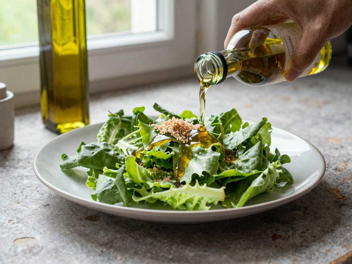 Kopfsalat mit Apfelessig und Zucker – während der Zubereitung