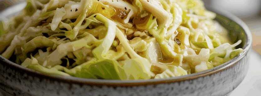 Krautsalat fein mariniert mit Öl und Salz