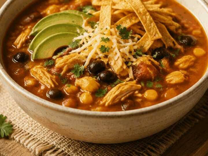 Kuschelzeit: Genieße heute Abend eine köstliche Slow Cooker Hühner-Tortilla-Suppe!