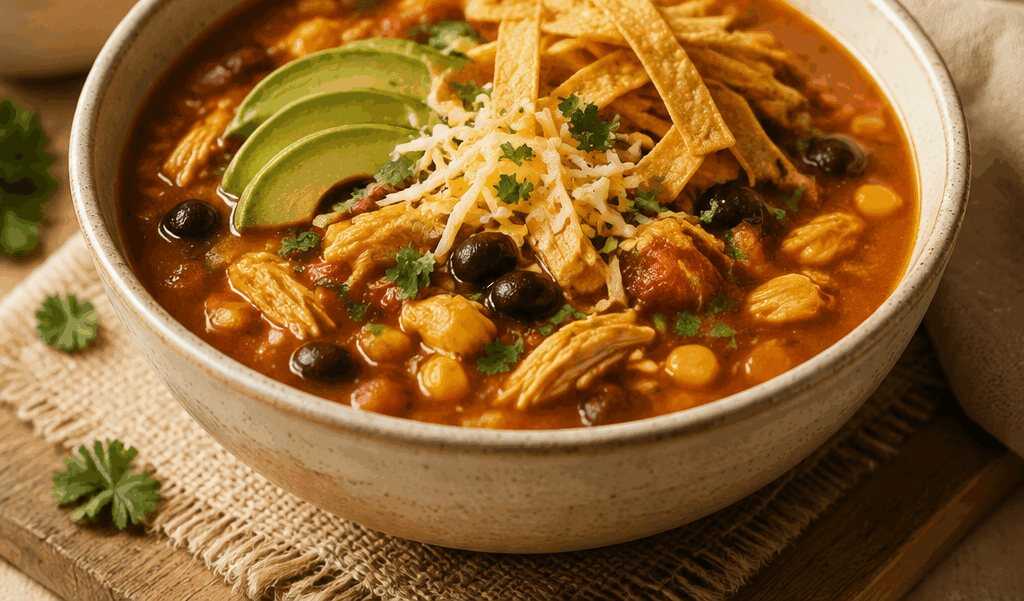 Kuschelzeit: Genieße heute Abend eine köstliche Slow Cooker Hühner-Tortilla-Suppe!