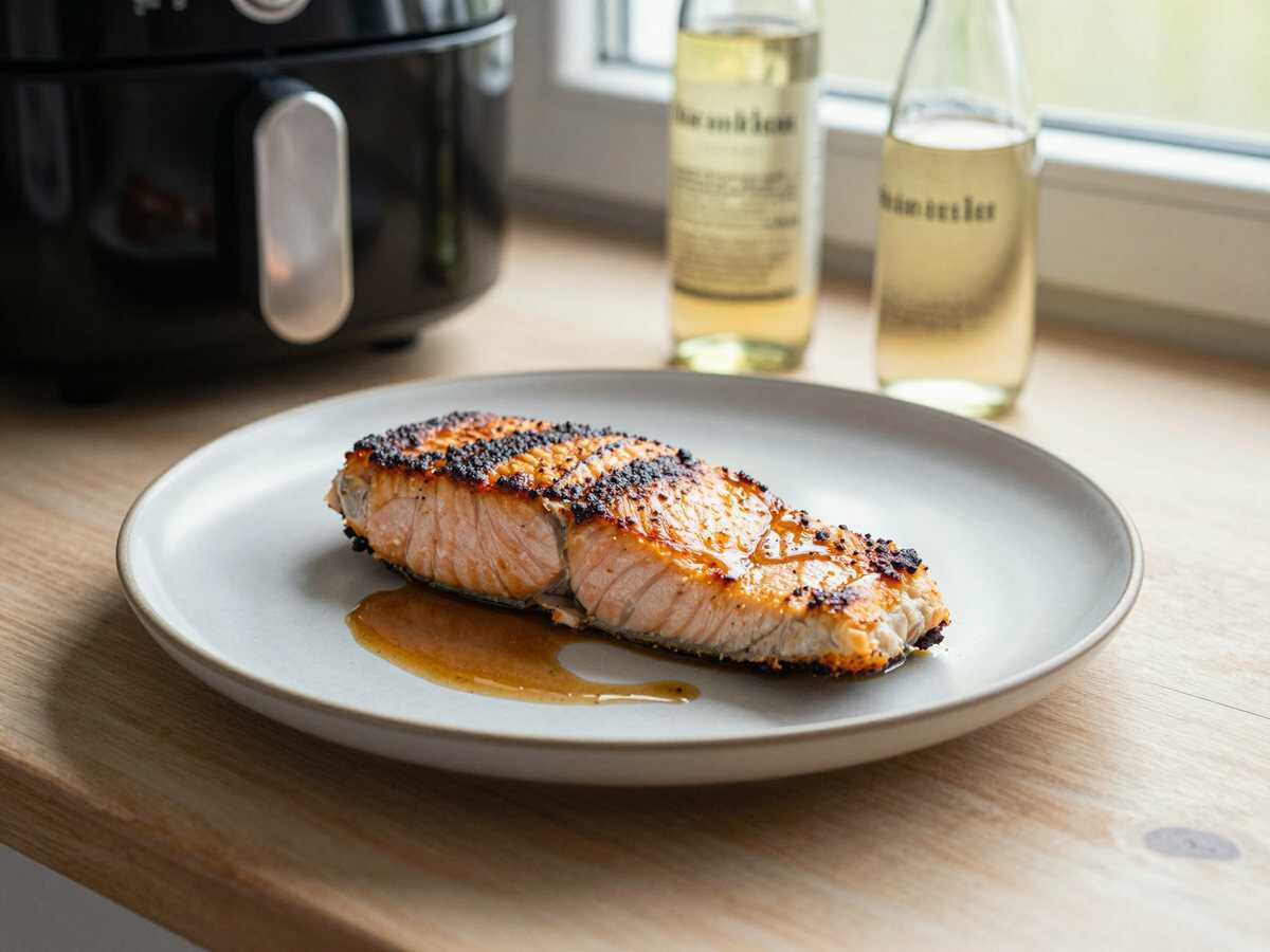 Lachsfilet auf asiatische Art im Airfryer – während der Zubereitung