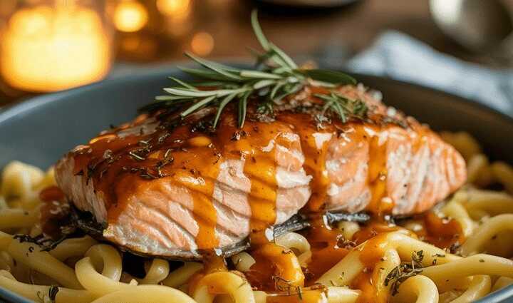 Lachsfilet mit Ahorn-Senf-Glasur