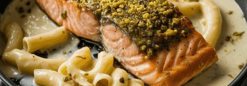 Lachsfilet mit Pistazienkruste aus dem Airfryer – so sieht es fertig aus