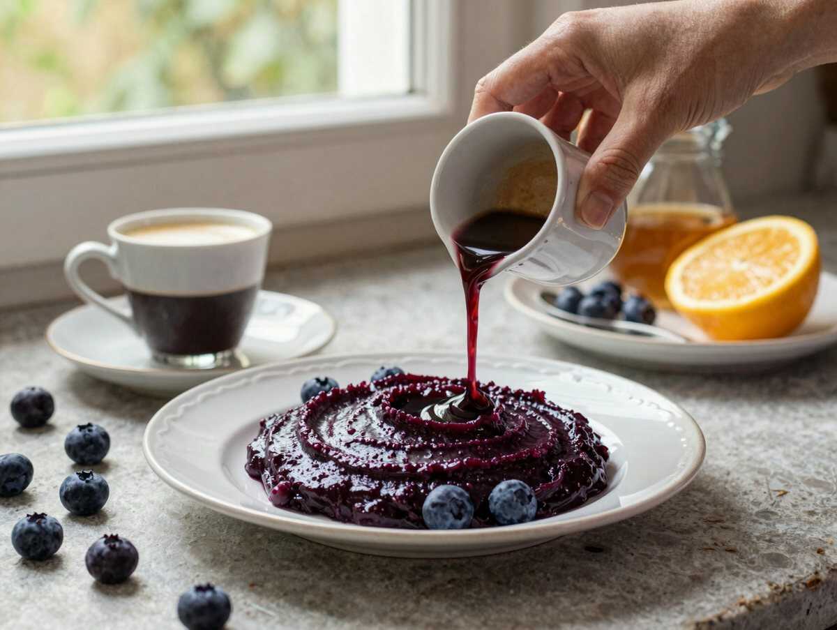 Latte mit 200g Blaubeeren, das konnte ich täglich trinken – während der Zubereitung