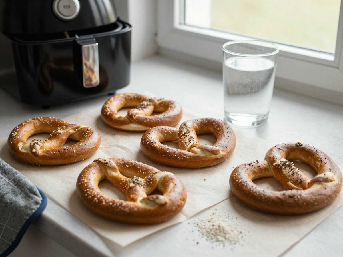 Laugenbrezeln wie vom Bäcker aus dem Airfryer – Omas Küche im Schnelldurchlauf – während der Zubereitung