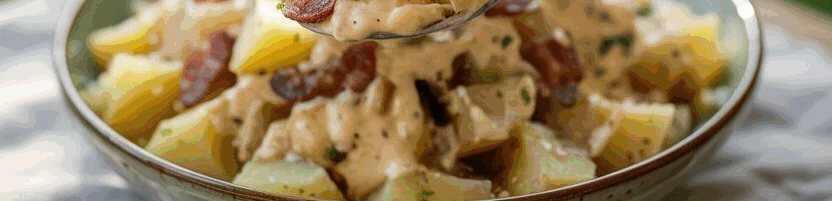 Lauwarmer Kartoffelsalat für Grillabende – so sieht es fertig aus