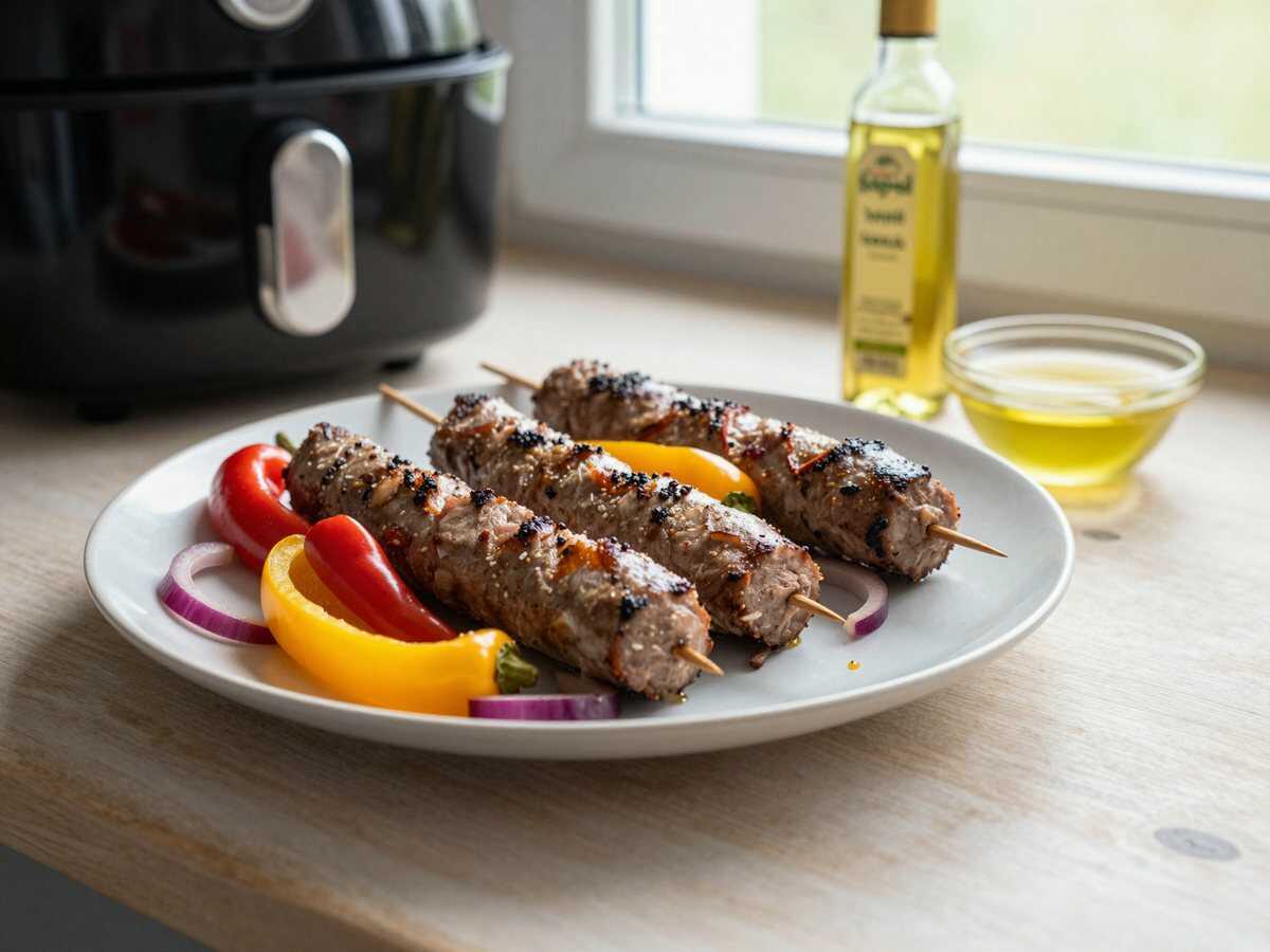 Leberkäse-Spieße mit Paprika aus dem Airfryer: der Trick, den kaum jemand kennt – während der Zubereitung