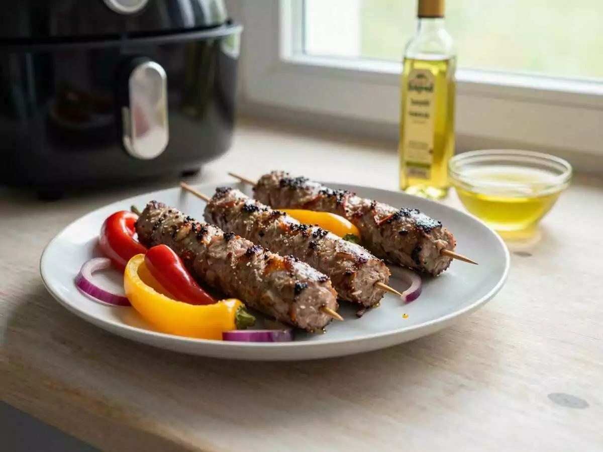 Leberkäse-Spieße mit Paprika aus dem Airfryer: der Trick, den kaum jemand kennt – während der Zubereitung