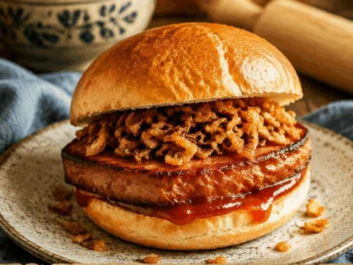 Leberkäse-Burger mit Röstzwiebeln aus dem Airfryer – Kinder lieben dieses Rezept