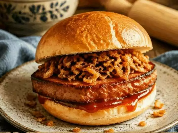 Leberkäse-Burger mit Röstzwiebeln aus dem Airfryer – Kinder lieben dieses Rezept
