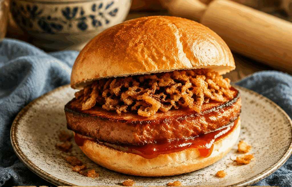 Leberkäse-Burger mit Röstzwiebeln aus dem Airfryer – Kinder lieben dieses Rezept