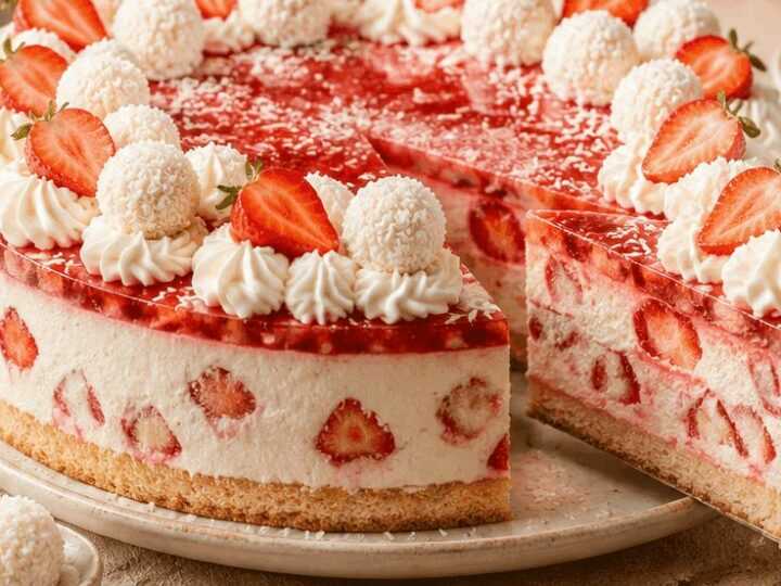 Leckere Erdbeer-Raffaello-Torte mit Quark: Das ultimative Rezept, das du ausprobieren musst!