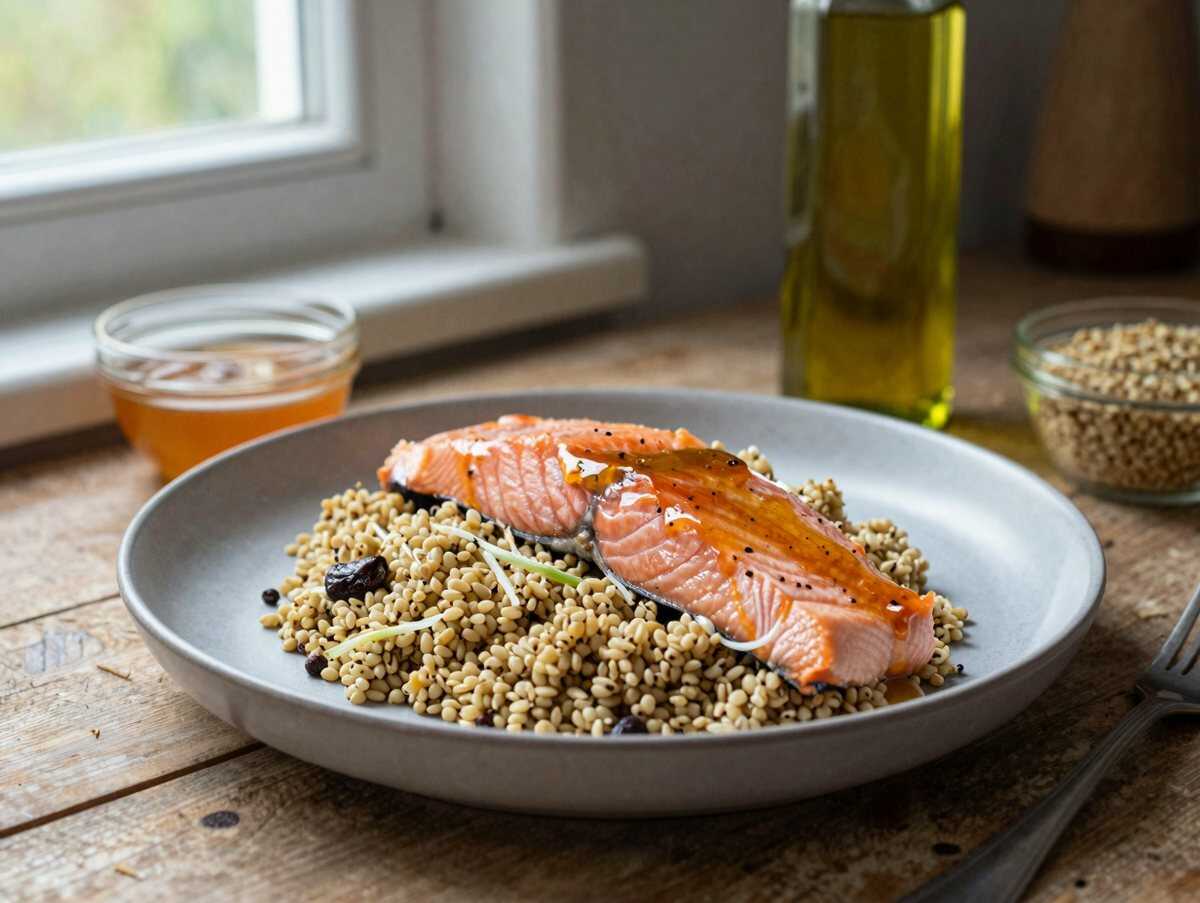 Leckere Honig-Knoblauch-Lachs-Quinoa-Bowl: Blitzschnelle Lösung für stressige Abende! – während der Zubereitung