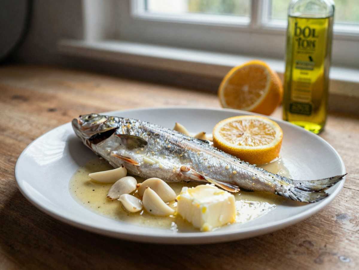 Leckerer Ofen-gebackener Mittelmeer-Wolfsbarsch: Einfaches Abendessen, das begeistern wird! – während der Zubereitung