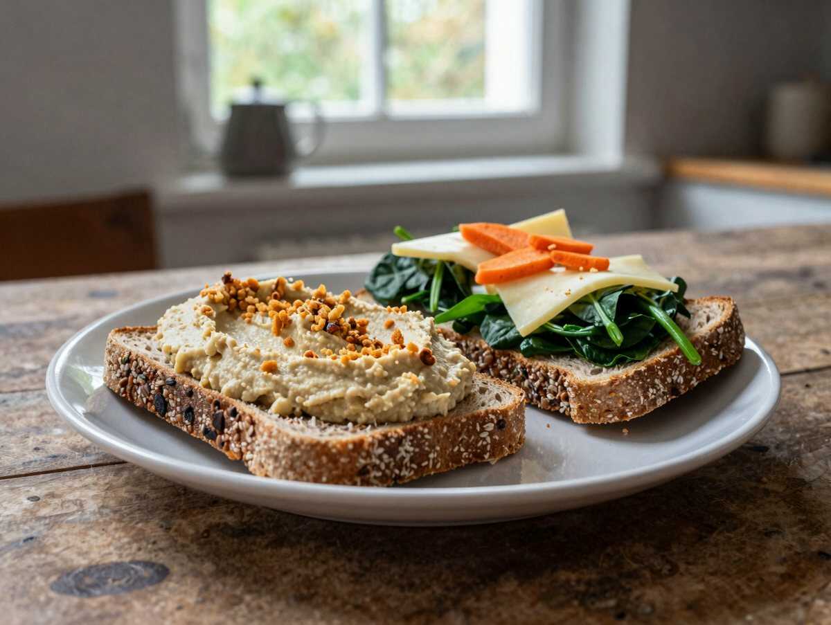 Leckerer Veggie-Hummus-Sandwich: Der gesunde Lunch, den Sie lieben werden! – während der Zubereitung