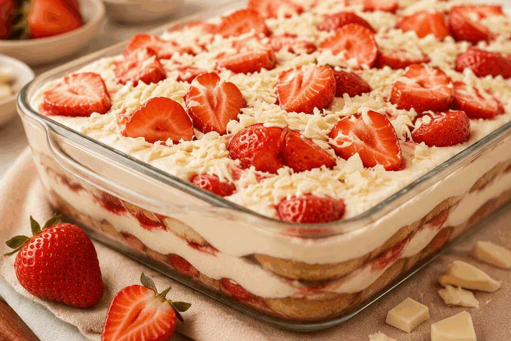 Erdbeer-Tiramisu mit weißer Schokolade: So einfach ist das Rezept