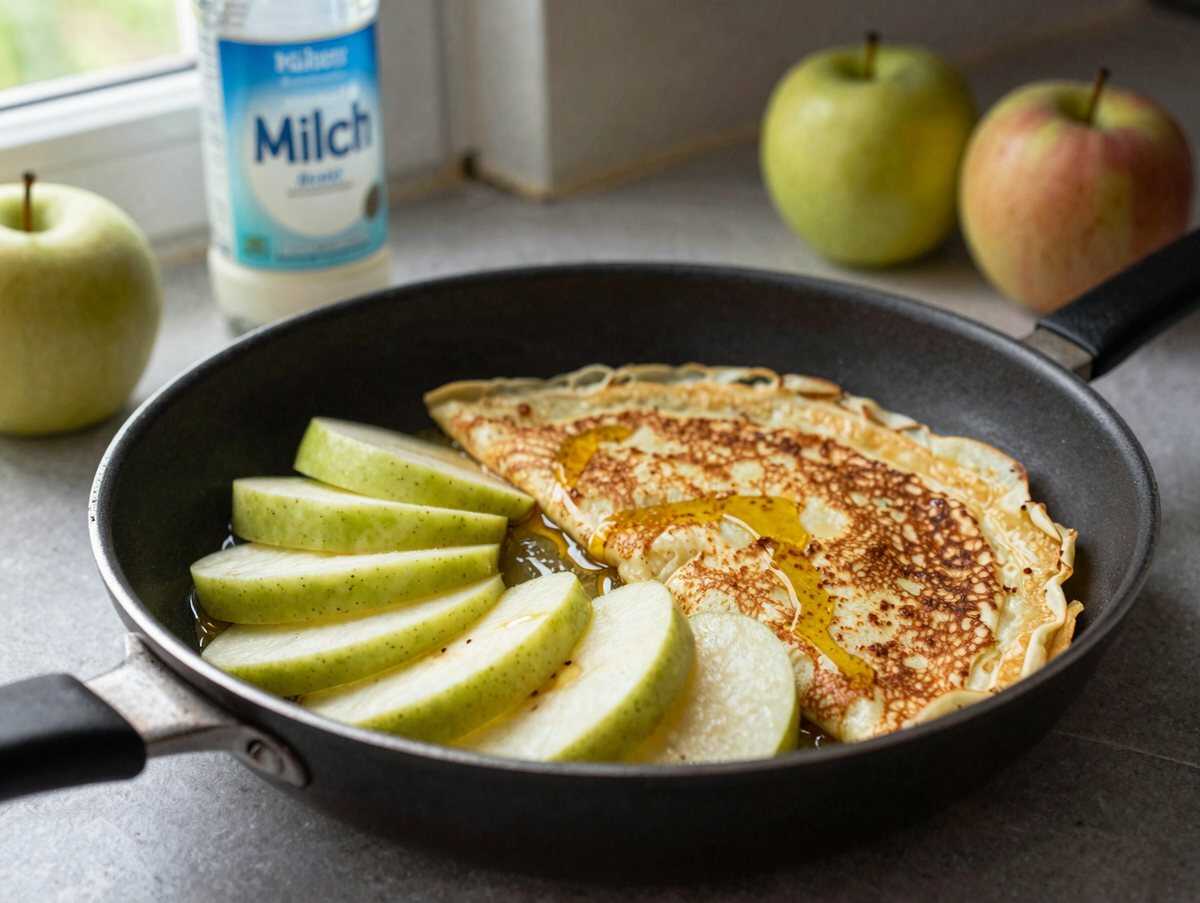 Leckeres Rezept für Apfel-Zimt-Pfannkuchen, das du probieren musst! – während der Zubereitung