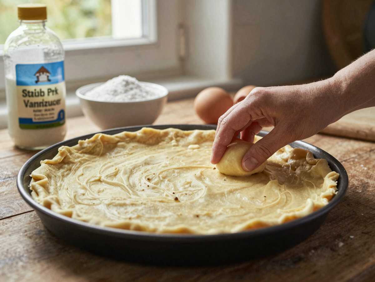 Leckeres Rezept für saftigen Obsttortenboden aus Rührteig – während der Zubereitung