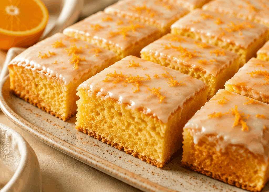 Leckeres Rezept: Saftiger Blechkuchen mit frischem Orangensaft