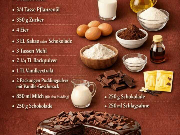 Leckeres Rezept: Schokokuchen mit Vanillepudding, das du nicht verpassen solltest!