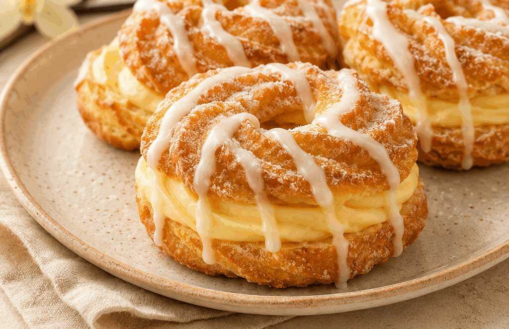 Lust auf Köstlichkeit? Probieren Sie unser Rezept für Spritzkuchen mit Vanillecreme und Zuckerguss!