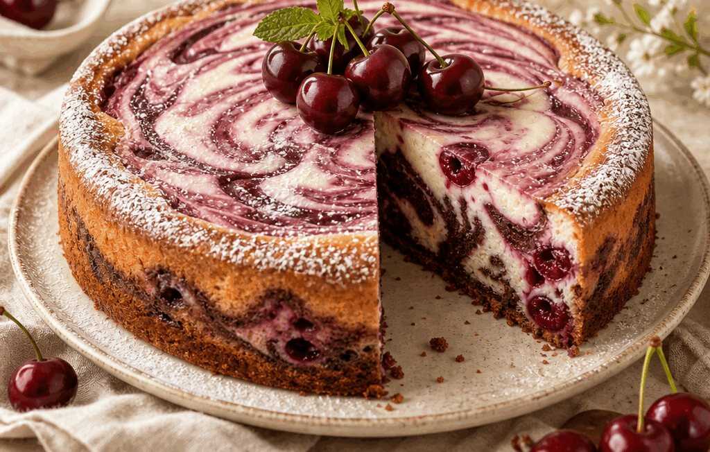 Marmorierte Kirsch-Joghurt-Torte: Ein himmlischer Genuss für Ihre Geschmacksknospen!