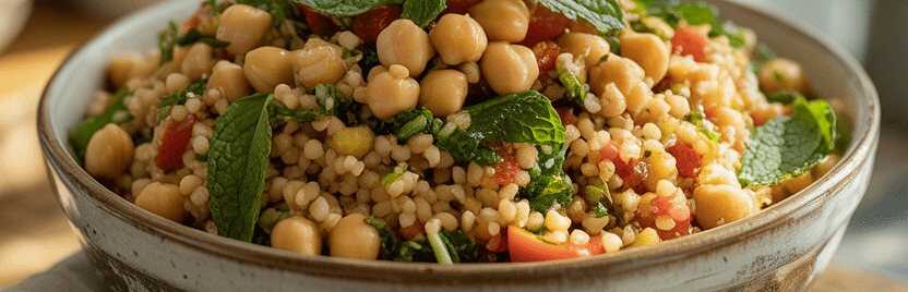 Mediterraner Bulgursalat mit Kichererbsen und Minze – so sieht es fertig aus