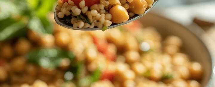 Mediterraner Bulgursalat mit Kichererbsen und Minze