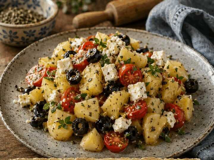 Mediterraner Kartoffelsalat mit Oliven und Feta, das 5-Sterne-Rezept aus einfachen Kartoffeln
