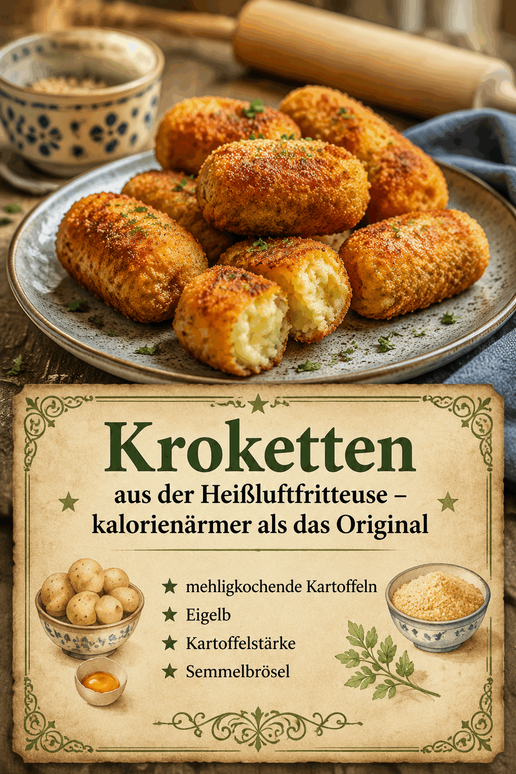 - mehligkochende Kartoffeln - Eigelb - Kartoffelstärke - Semmelbrösel