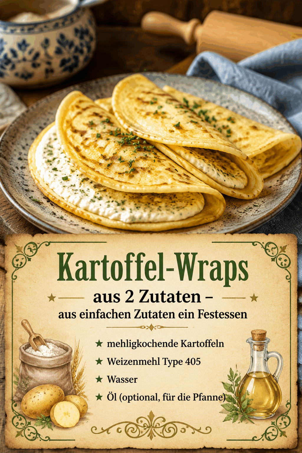 Kartoffel-Wraps aus 2 Zutaten – aus einfachen Zutaten ein Festessen