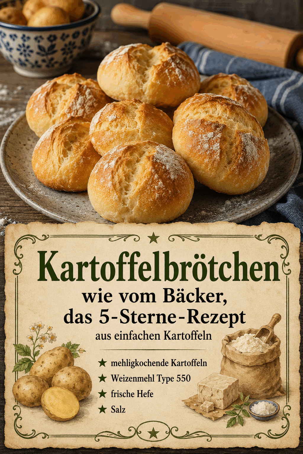 Kartoffelbrötchen wie vom Bäcker, das 5-Sterne-Rezept aus einfachen Kartoffeln