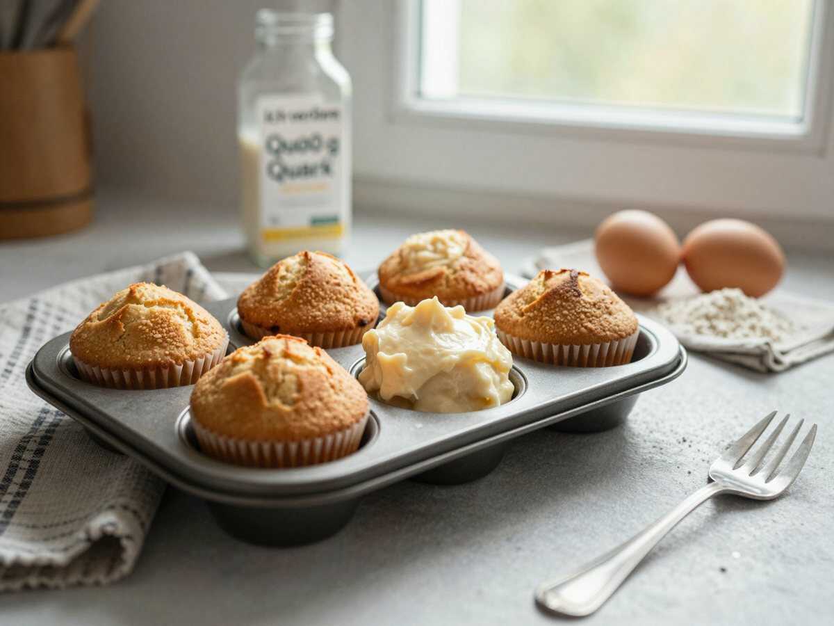 Mhmm Ich verühre 400 g Quark mit Vanillepudding, Muffins in 5 Minuten! – während der Zubereitung