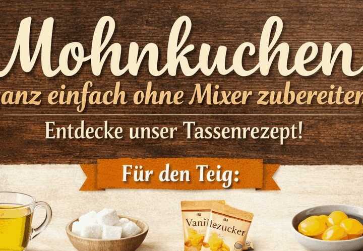 Mohnkuchen ganz einfach ohne Mixer zubereiten: Entdecke unser Tassenrezept!