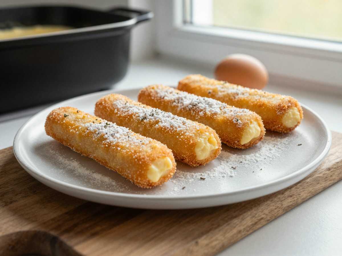 Mozzarella-Sticks aus der Heißluftfritteuse – schmeckt wie frittiert, mit einem Bruchteil vom Fett – während der Zubereitung