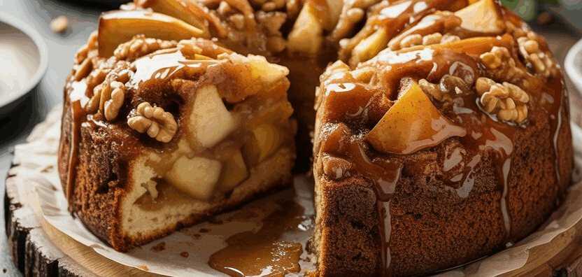 Nehmen Sie Äpfel & Walnüsse, 10 Minuten Zimt Apfelkuchen – so sieht es fertig aus