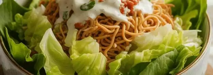 Nudelsalat mit Eisbergsalat & Joghurtdressing – Knackig frisch & unwiderstehlich leicht!