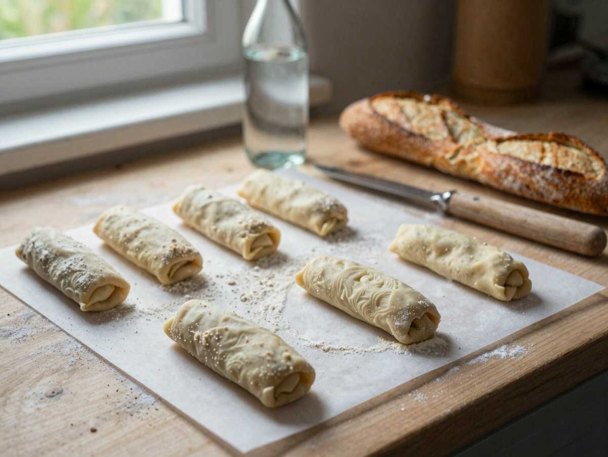 NUR 3 ZUTATEN, Mini Baguette-Brötchen – während der Zubereitung