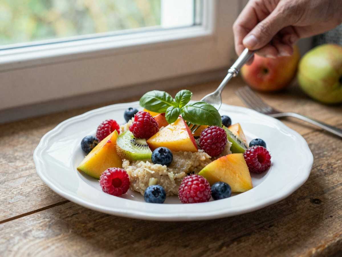 Obstsalat mit Basilikumsorbet – Eine Hommage an den Sommer! – während der Zubereitung