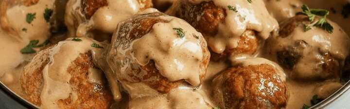 Ofenfrikadellen mit 400g Champignons in Rahmsoße