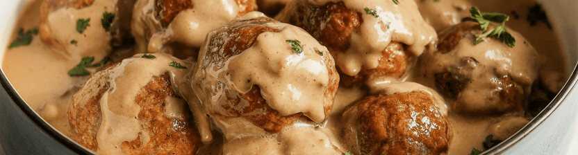 Ofenfrikadellen mit 400g Champignons in Rahmsoße