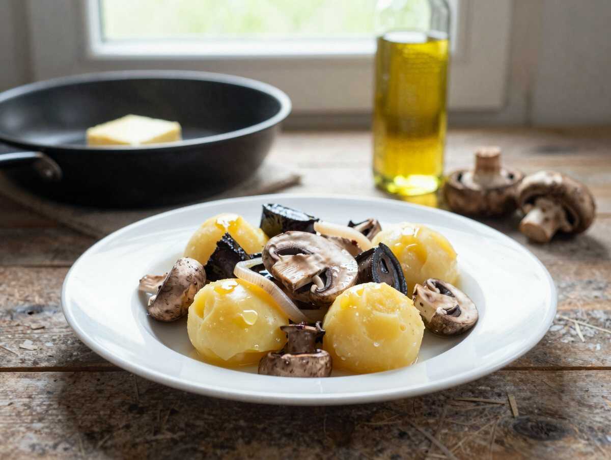 Ofenkartoffeln mit Champignon-Rahm-Füllung: wie bei Oma, nur einfacher – während der Zubereitung