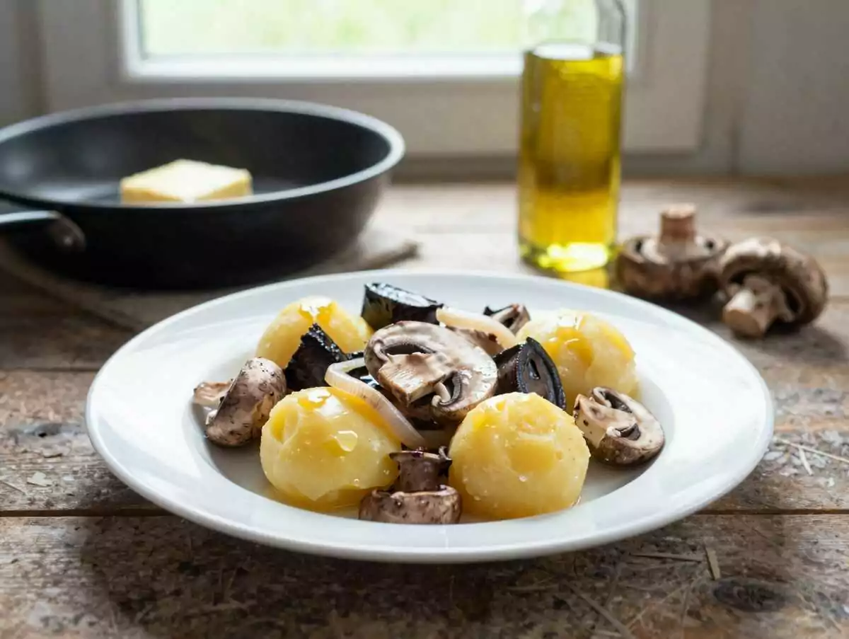 Ofenkartoffeln mit Champignon-Rahm-Füllung: wie bei Oma, nur einfacher – während der Zubereitung