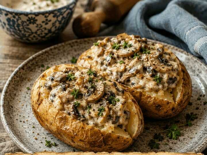 Ofenkartoffeln mit Champignon-Rahm-Füllung: wie bei Oma, nur einfacher