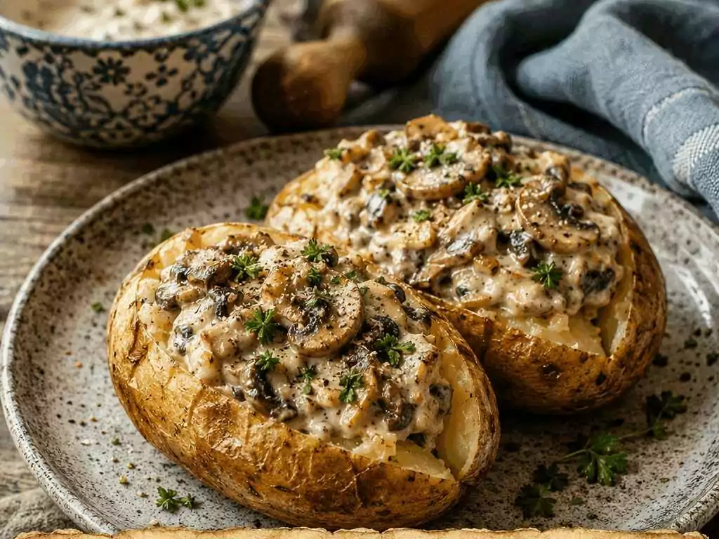 Ofenkartoffeln mit Champignon-Rahm-Füllung: wie bei Oma, nur einfacher