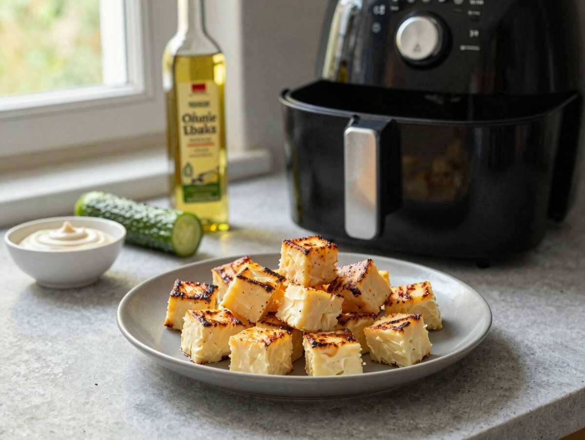 Ofenleberkäse-Würfel als Partysnack aus dem Airfryer: schmeckt nach Sonntag bei Oma – während der Zubereitung