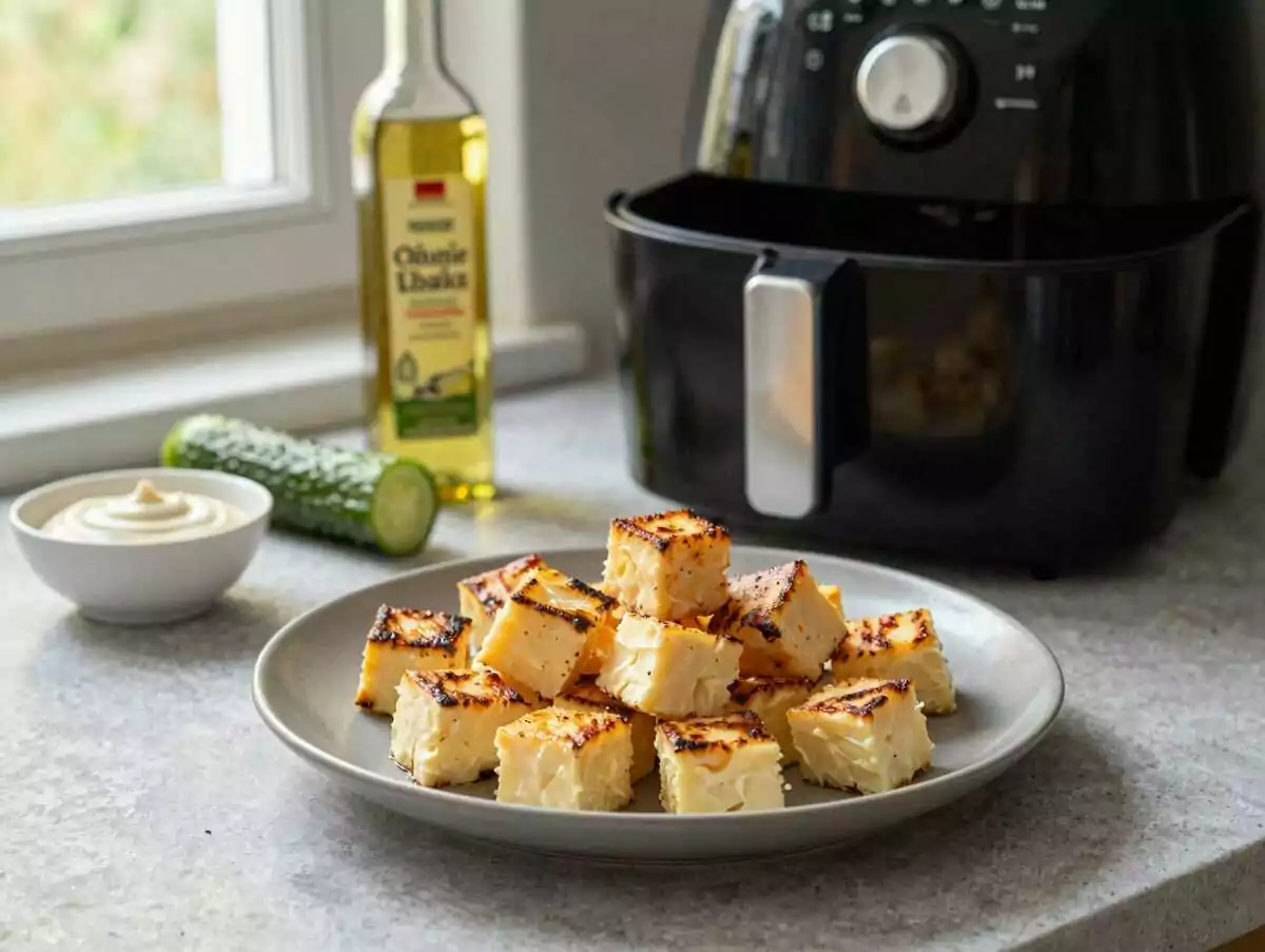 Ofenleberkäse-Würfel als Partysnack aus dem Airfryer: schmeckt nach Sonntag bei Oma – während der Zubereitung